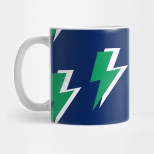 Green Lightning on Blue Background Mug